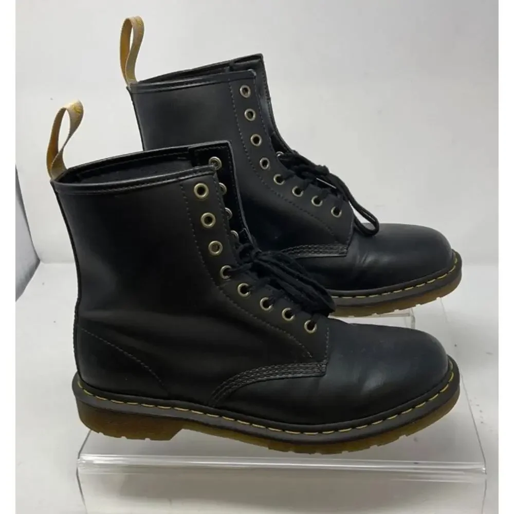 Dr. Martens 14045 Black Vegan Felix Leather 8-Eye Lace-Up Combat Boot Sz 11M 12L
